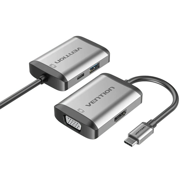 Vention Conversor USB-C a HDMI/VGA/USB 3.0/PD Gris TFAHB Vention Conversor USB-C a HDMI/VGA/USB 3.0/PD Gris TFAHB